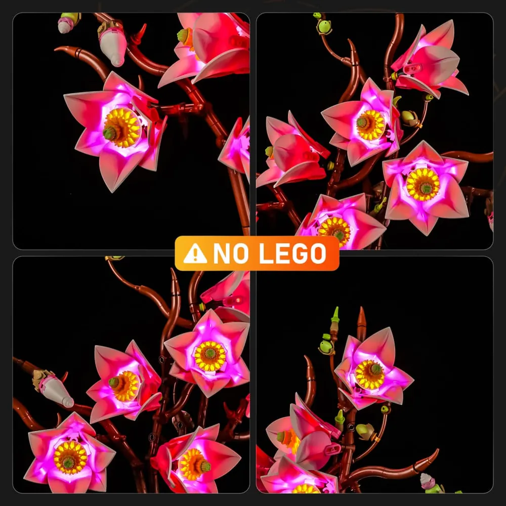 Lightailing pre-soldered harness on LEGO Magnolia Branches