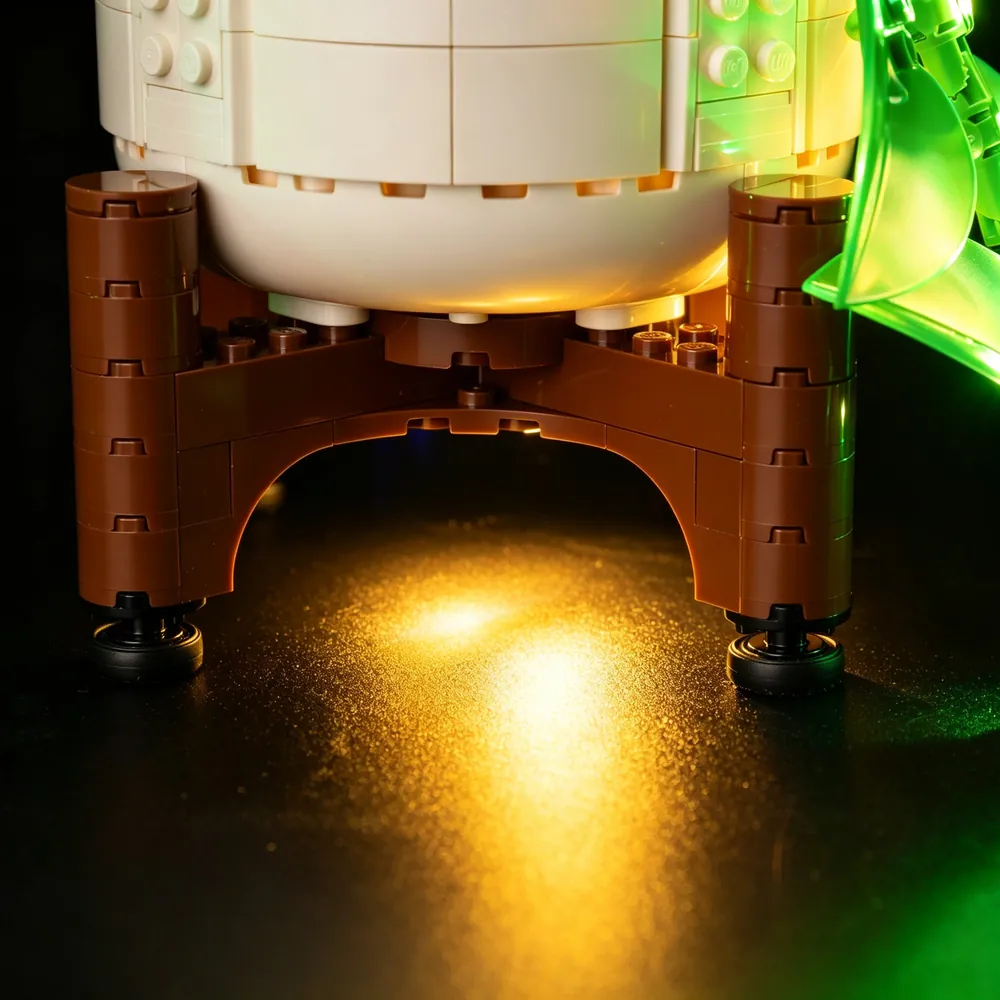 Brightened room with Game of Bricks LED kit on hanging pothos set