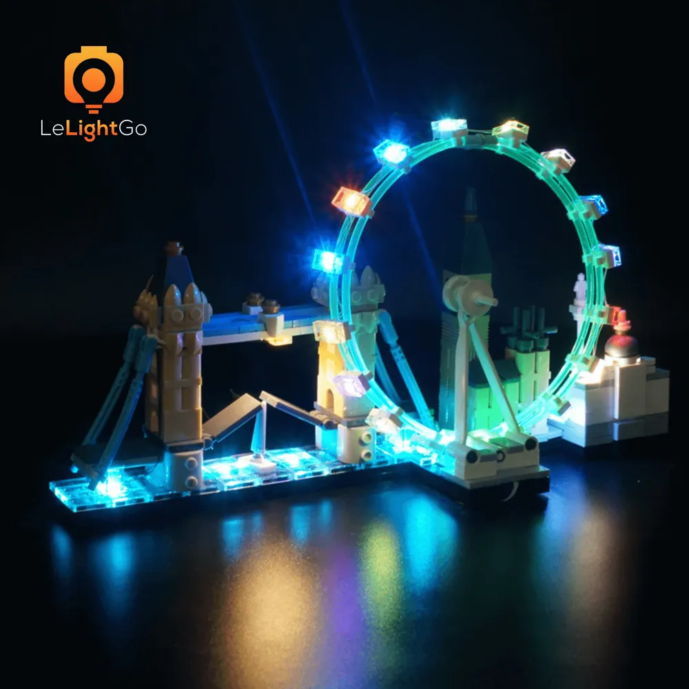 LeLightGo LED kit for LEGO London 21034 highlighting architectural details