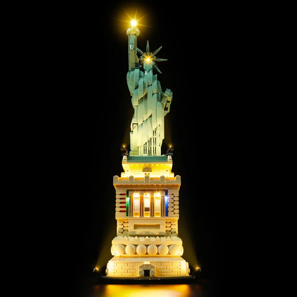 BrickBling LED kit for LEGO Statue of Liberty 21042 with modular micro LEDs highlighting the torch