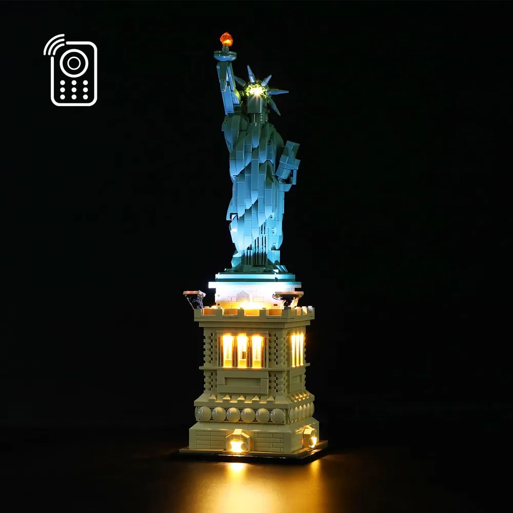 Lightailing remote controlled LED kit for LEGO Statue of Liberty 21042 with pre-soldered harness