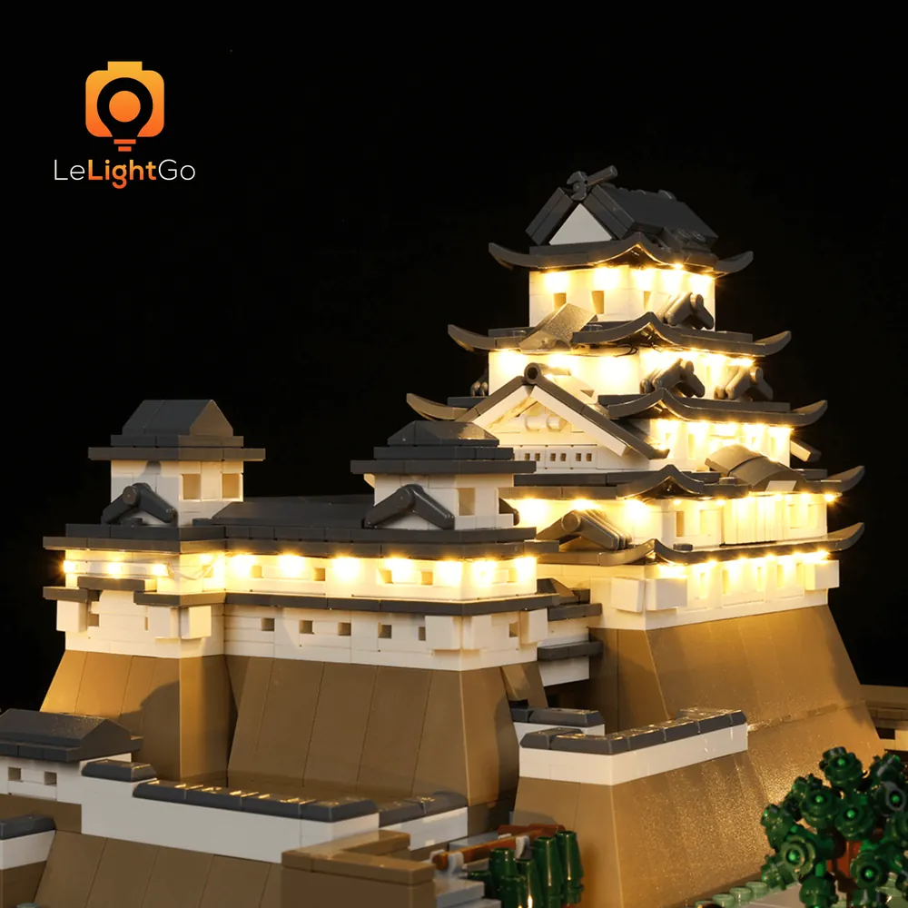 LeLightGo micro-LEDs on Himeji Castle 21060 landscaping and walls