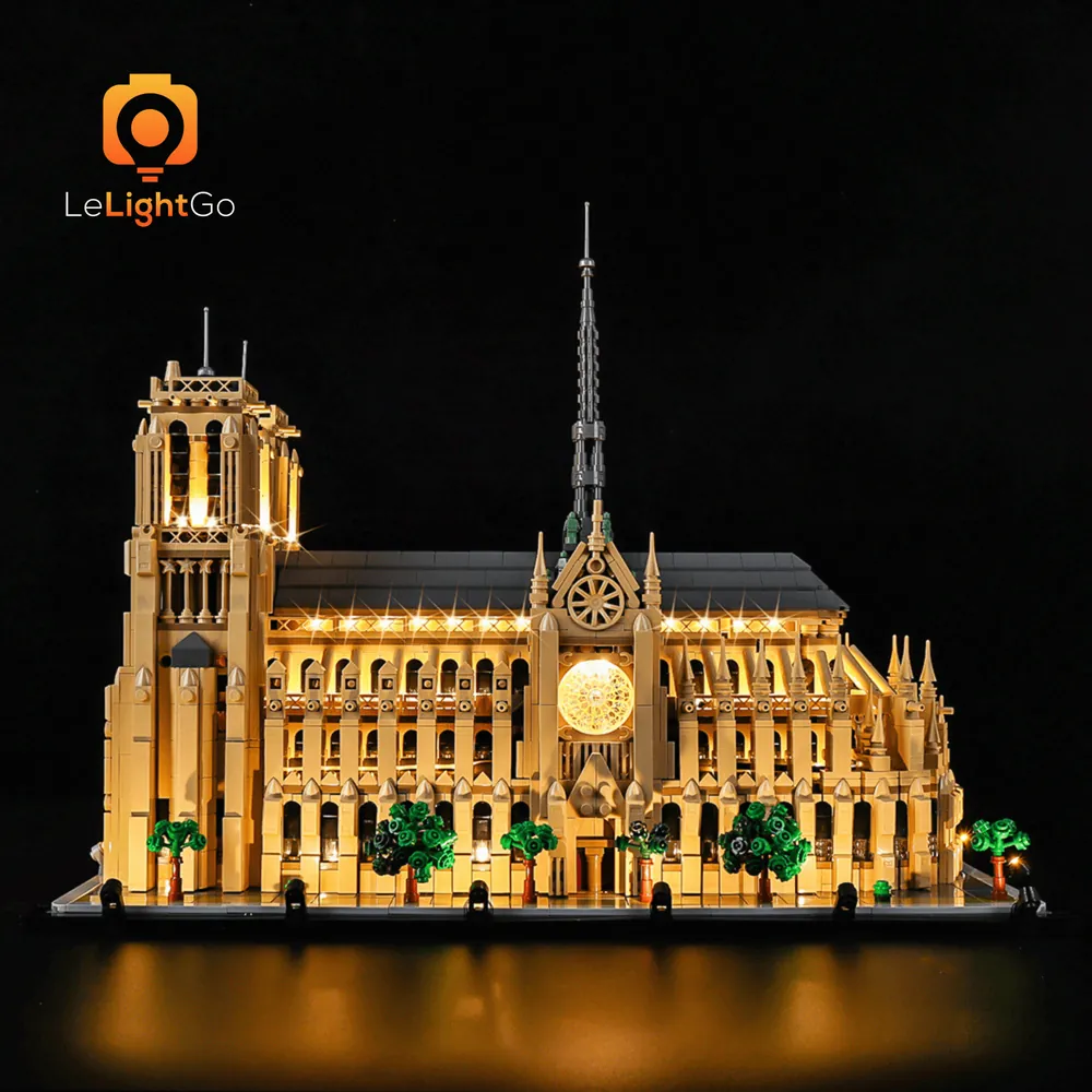 LeLightGo LED kit for LEGO Notre-Dame de Paris 21061, facade lighting