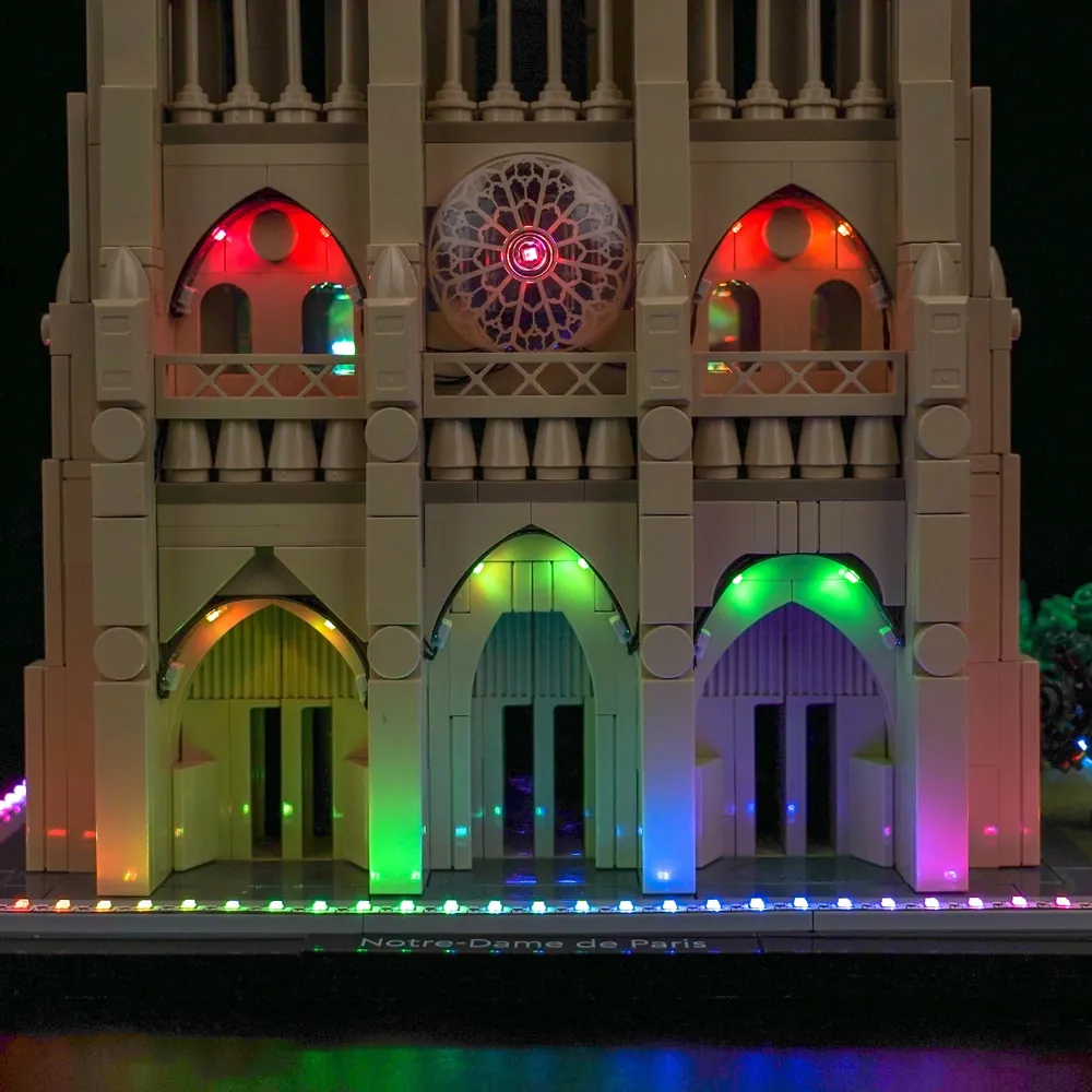 BrickBling modular micro-LEDs on LEGO Architecture Trevi Fountain with remote control