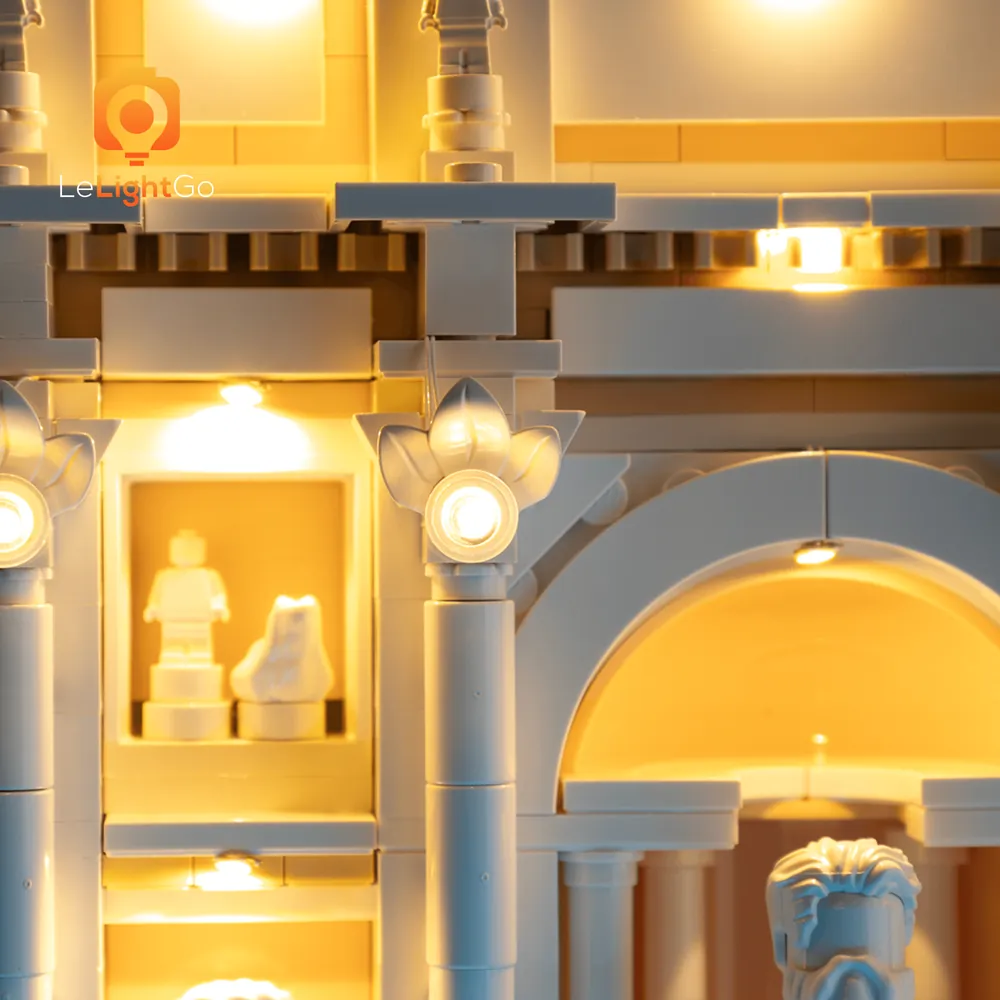LeLightGo micro-LEDs illuminating the water falls of LEGO Trevi Fountain