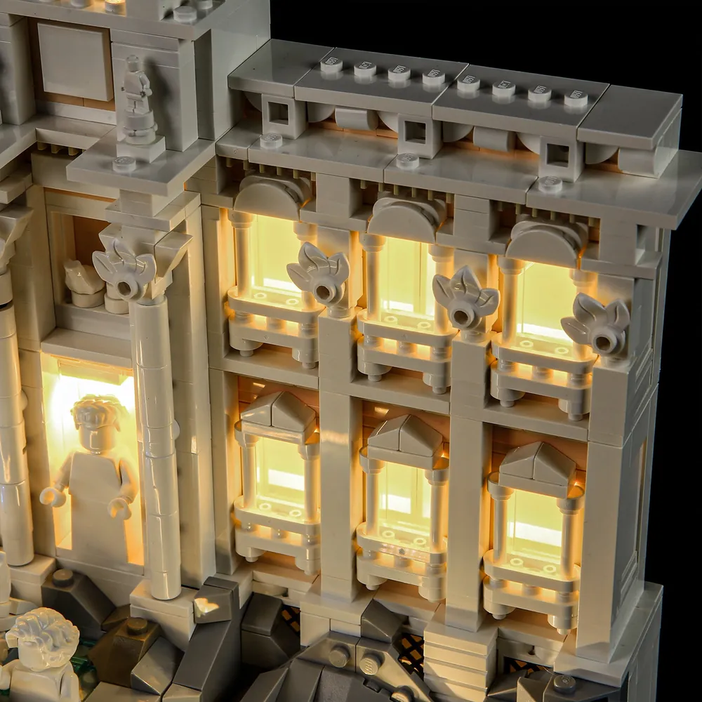Lightailing remote controlled warm white lights on LEGO Trevi Fountain 21062