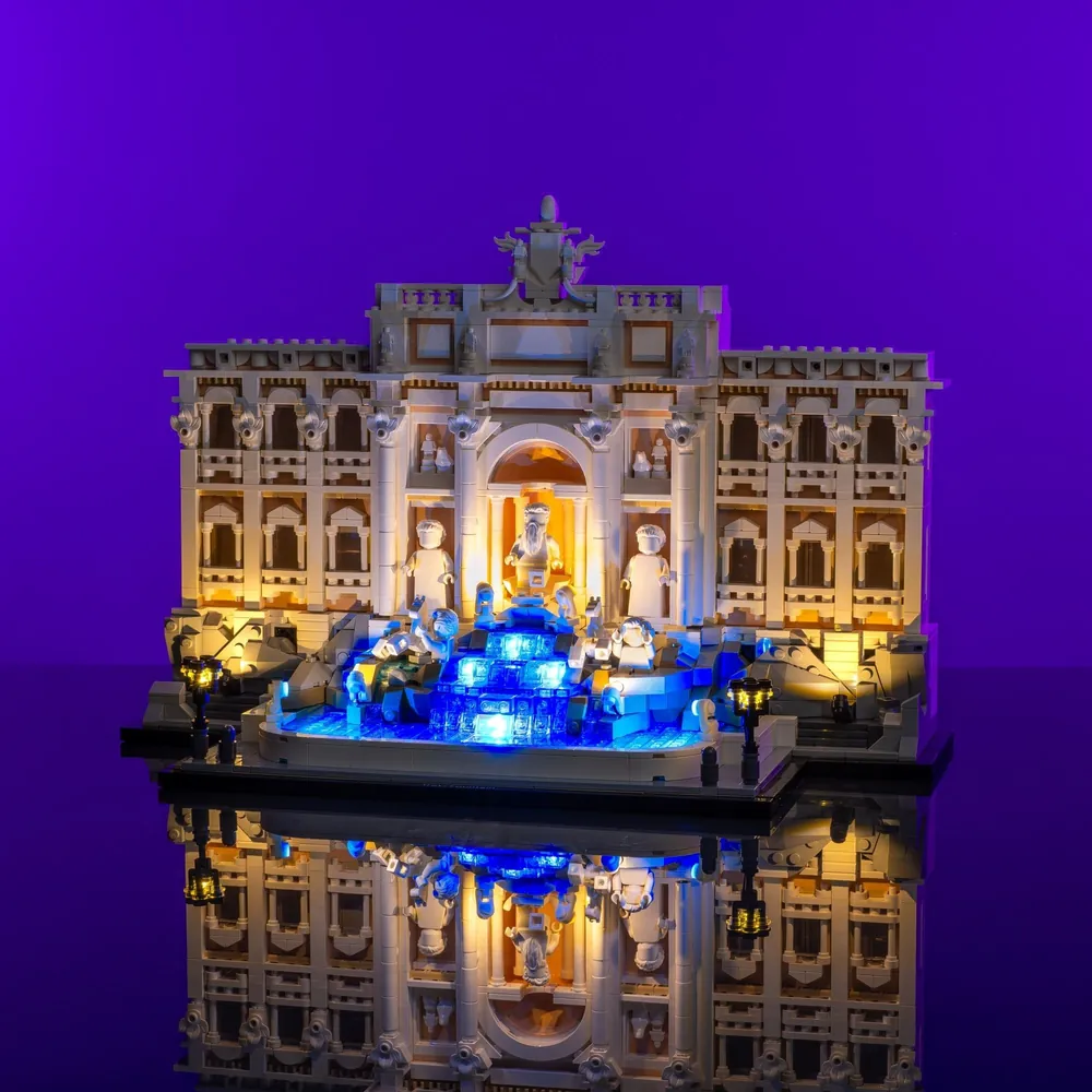 LightMyBricks LED kit for LEGO Trevi Fountain 21062 with warm white lighting
