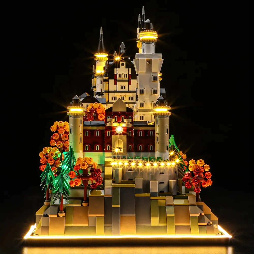 Warm glow on LEGO Neuschwanstein Castle with Lightailing