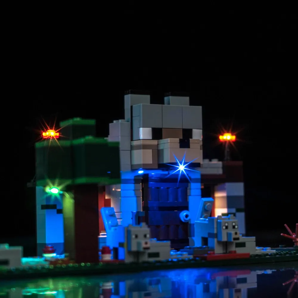 Close-up of BrickBling modular micro-wires on the Wolf Stronghold set