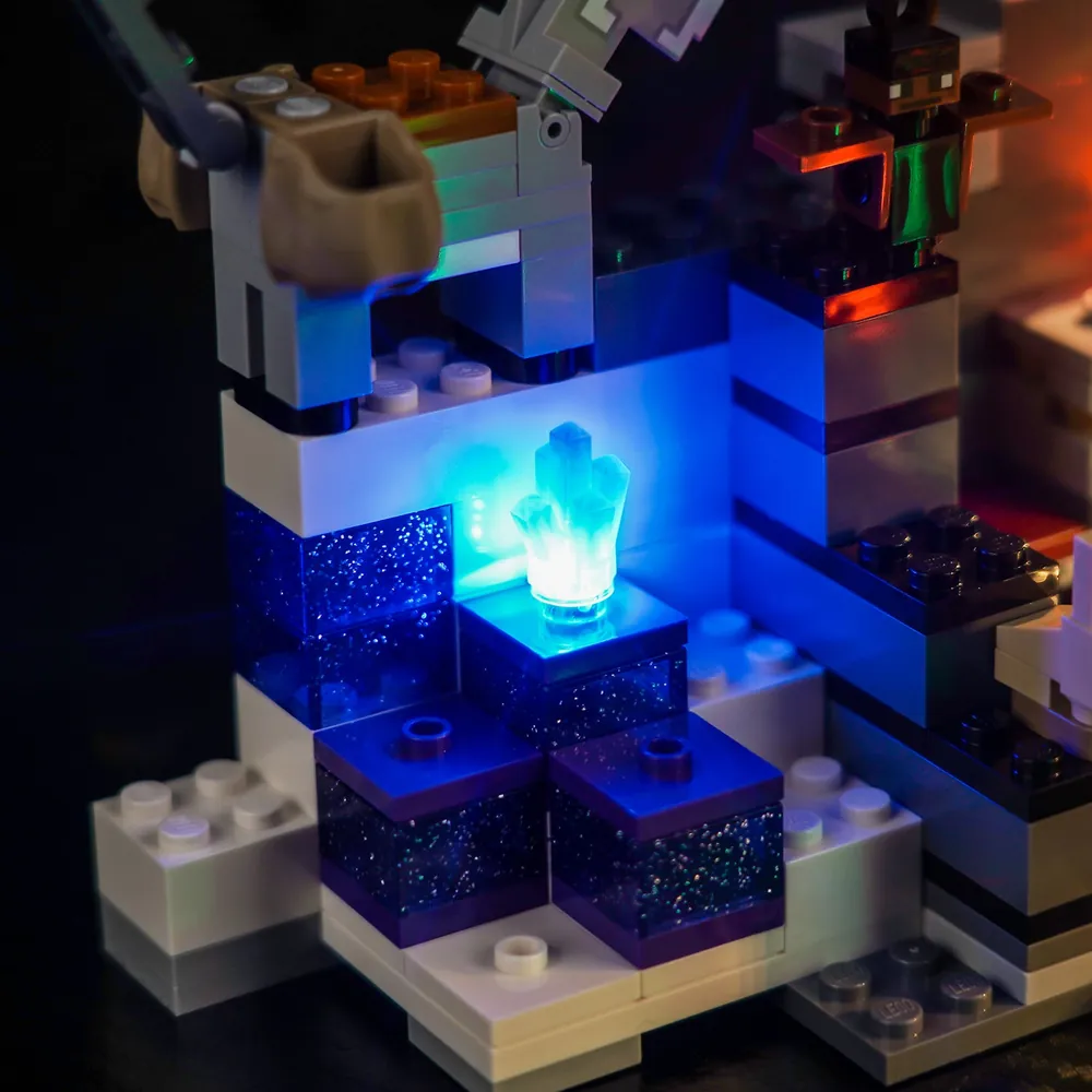 BrickBling LED kit illuminating the underground tunnels of LEGO 21263