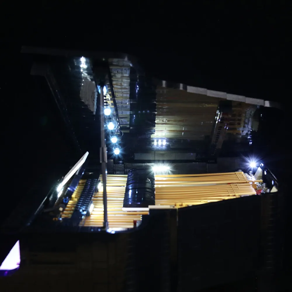 Close-up of BrickBling modular LEDs connecting to a small hub