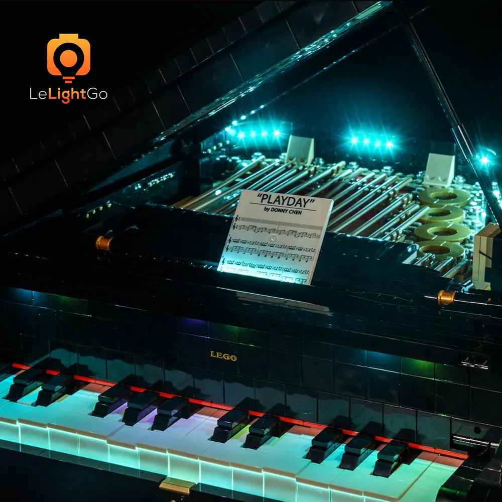 Micro-LED wire routing along the piano's base