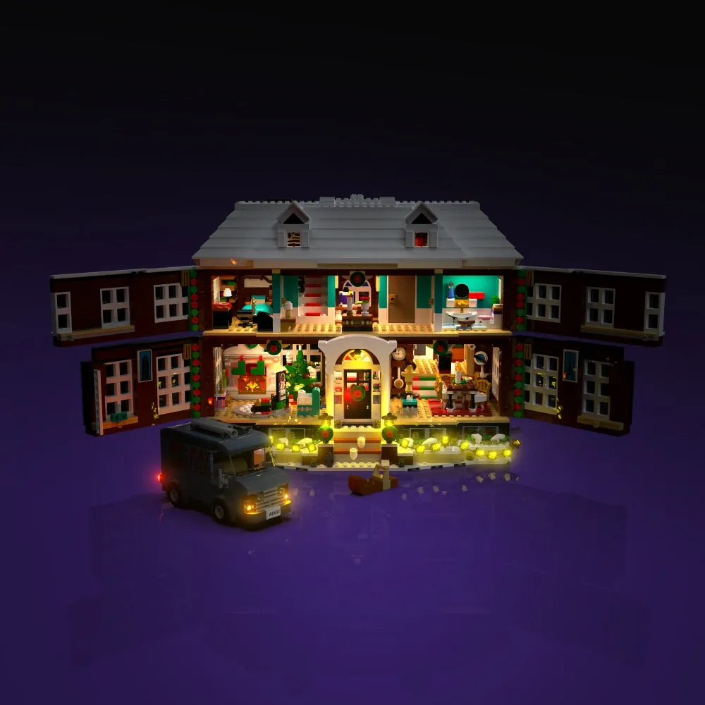LightMyBricks premium light kit for LEGO Home Alone 21330 with full house illumination