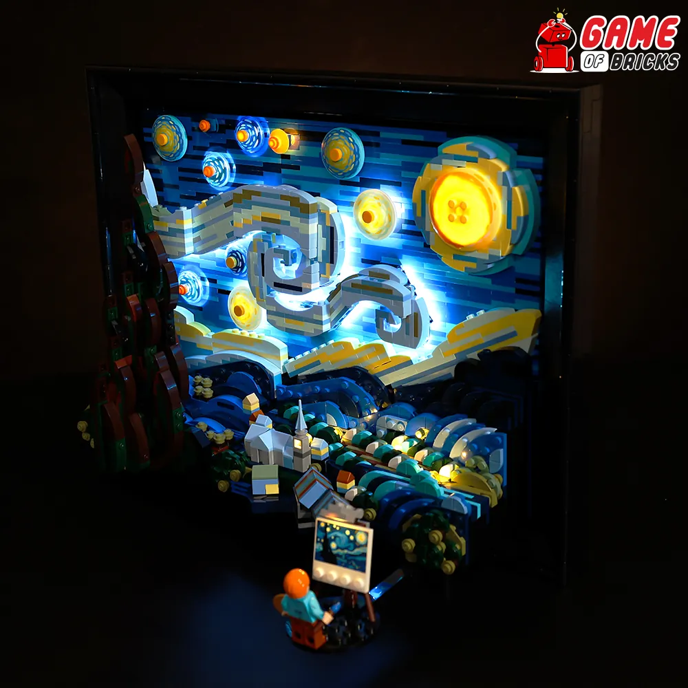Game of Bricks classic LED kit wiring on LEGO Starry Night
