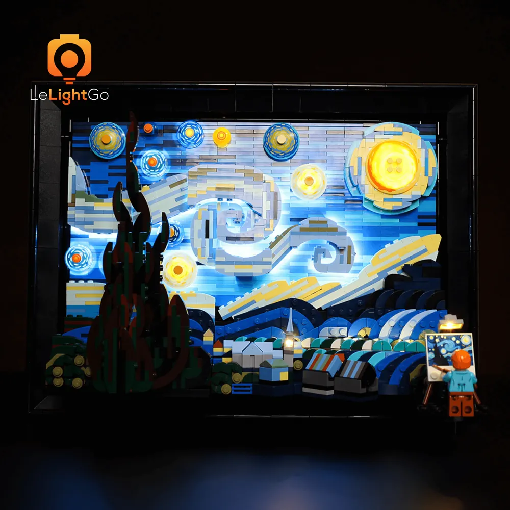 LeLightGo LED kit for LEGO Starry Night illuminating village