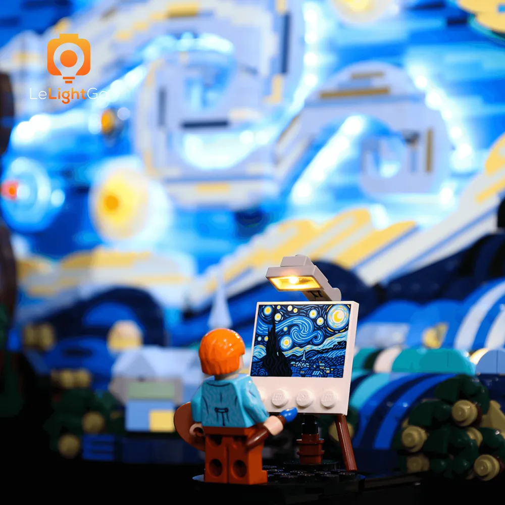 LeLightGo classic LED kit close-up on Starry Night brushstrokes