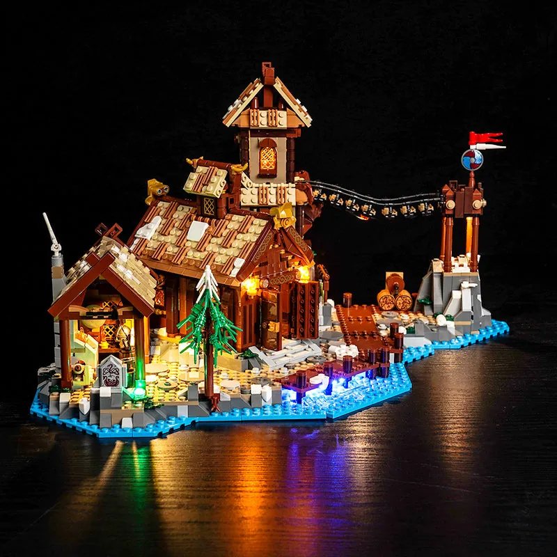 BrickBling LED kit for LEGO Viking Village 21343 with torch and hut lighting