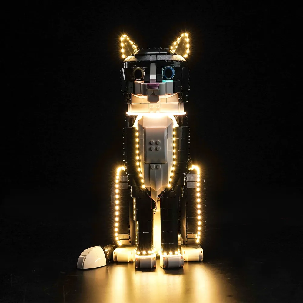 BrickBling LED kit for LEGO Tuxedo Cat 21349 with micro LEDs and concealed wiring