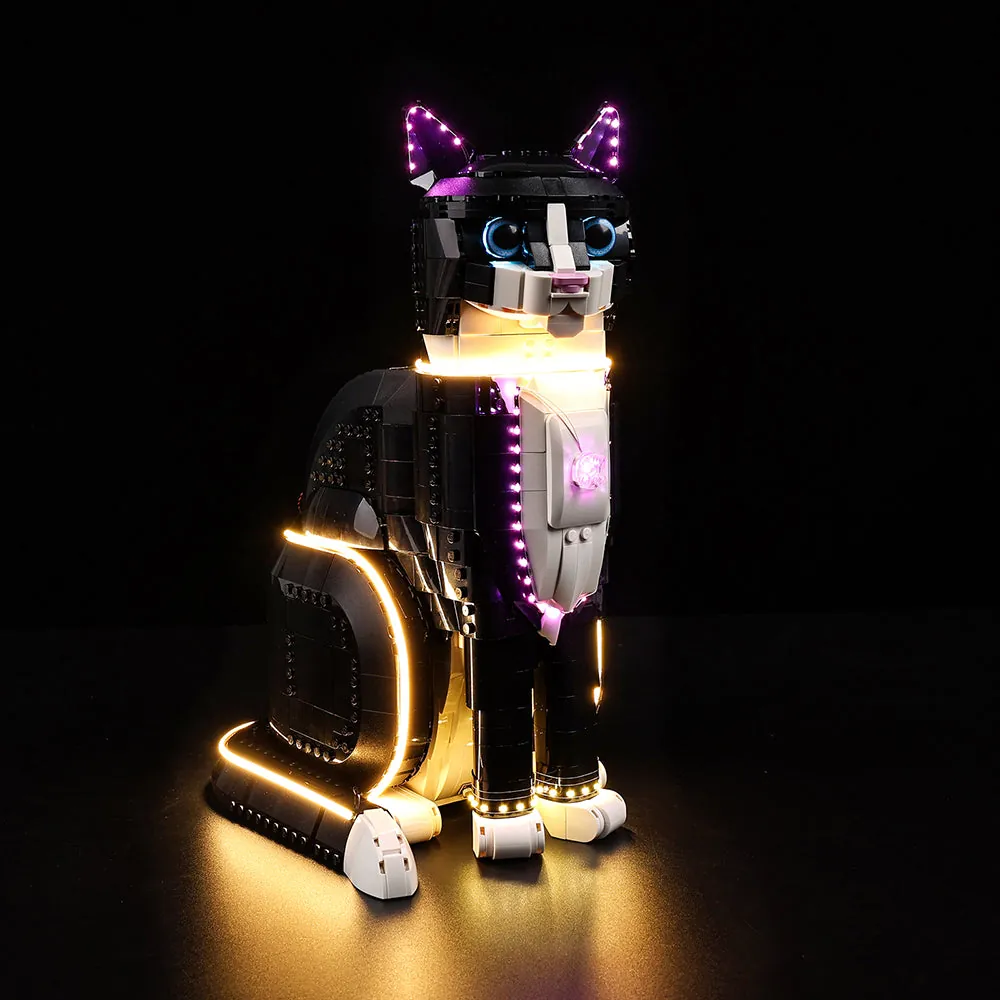 Game of Bricks LED kit for LEGO Tuxedo Cat with expansion boards