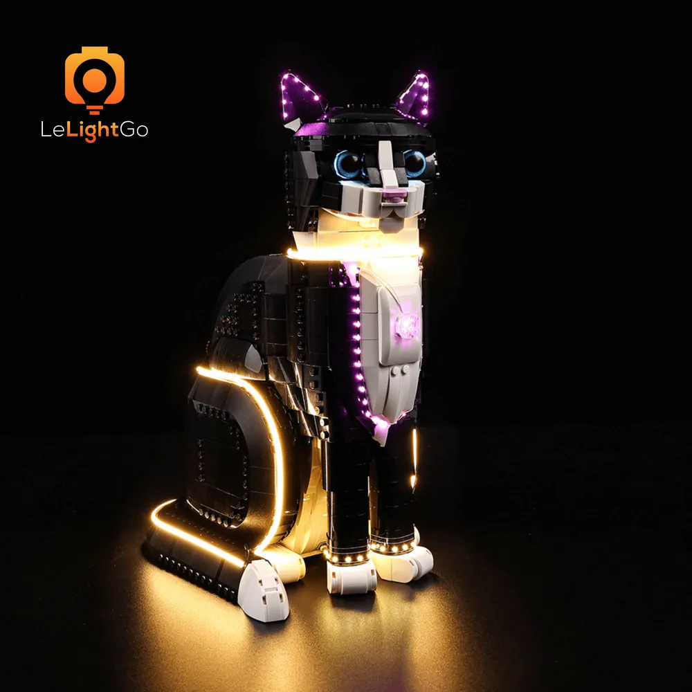 LeLightGo LED kit for LEGO Tuxedo Cat with micro-LED components