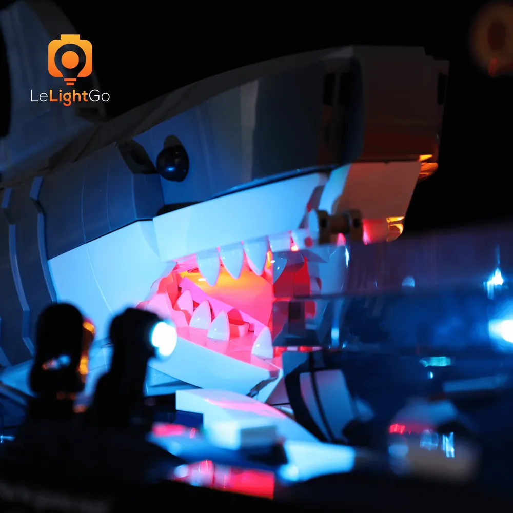 LeLightGo micro-LED lights on LEGO Jaws shark fins