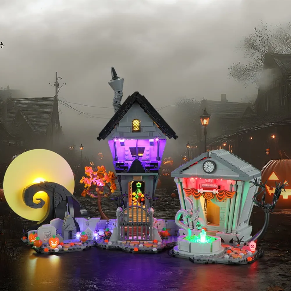 Lightailing LED effect on LEGO 21351 Halloween Town scene