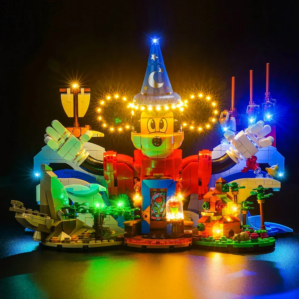 BrickBling LED kit for LEGO Ideas Magic of Disney 21352 illuminating main scenes with micro-LEDs