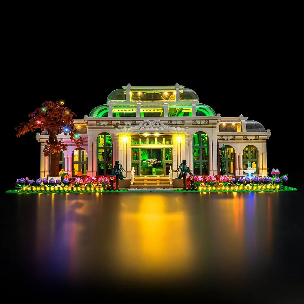BrickBling LED kit for LEGO Botanical Garden 21353 with micro-LEDs on planters and paths