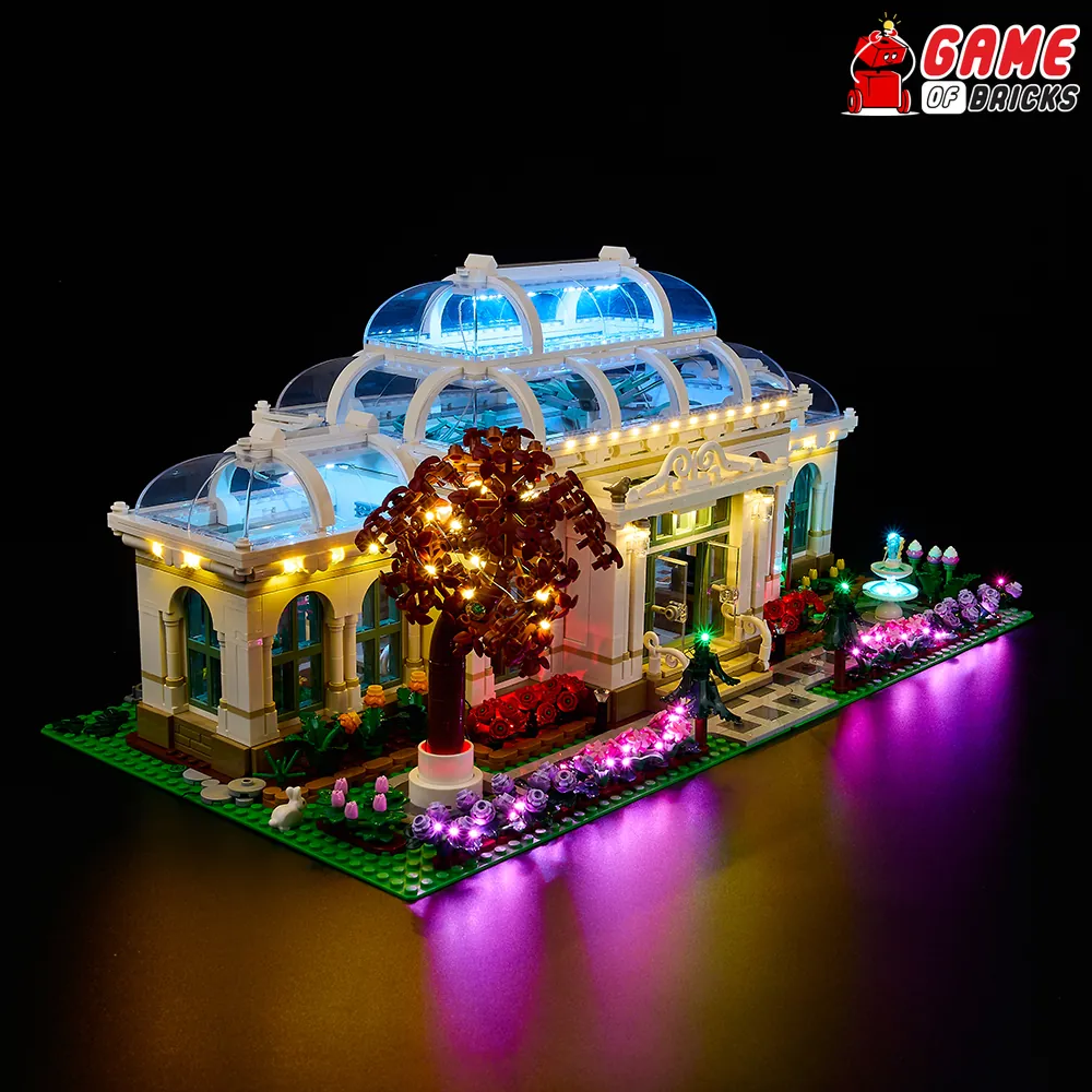 Game of Bricks light kit highlighting the tropical canopy in the Botanical Garden