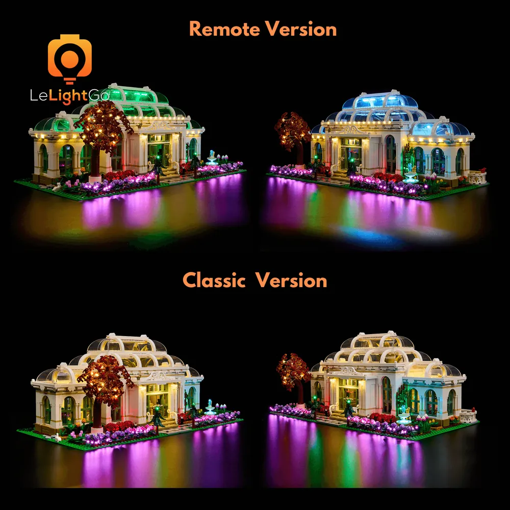 LeLightGo lights illuminating the exterior pathways of LEGO 21353