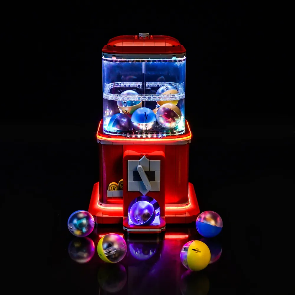 BrickBling modular micro-LED light kit for LEGO Ideas Minifigure Vending Machine 21358, warm color, with remote control option