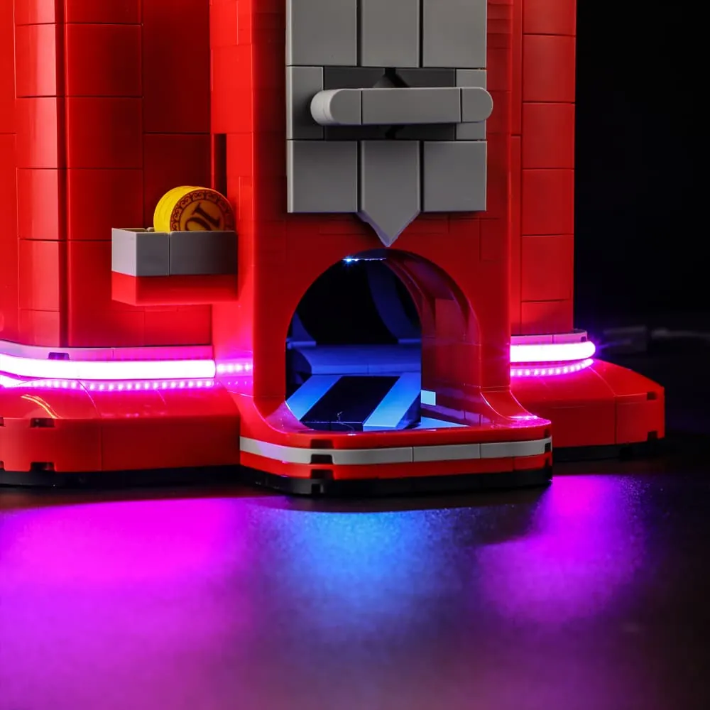 Lightailing illuminated LEGO 21358 vending machine with product rows glowing