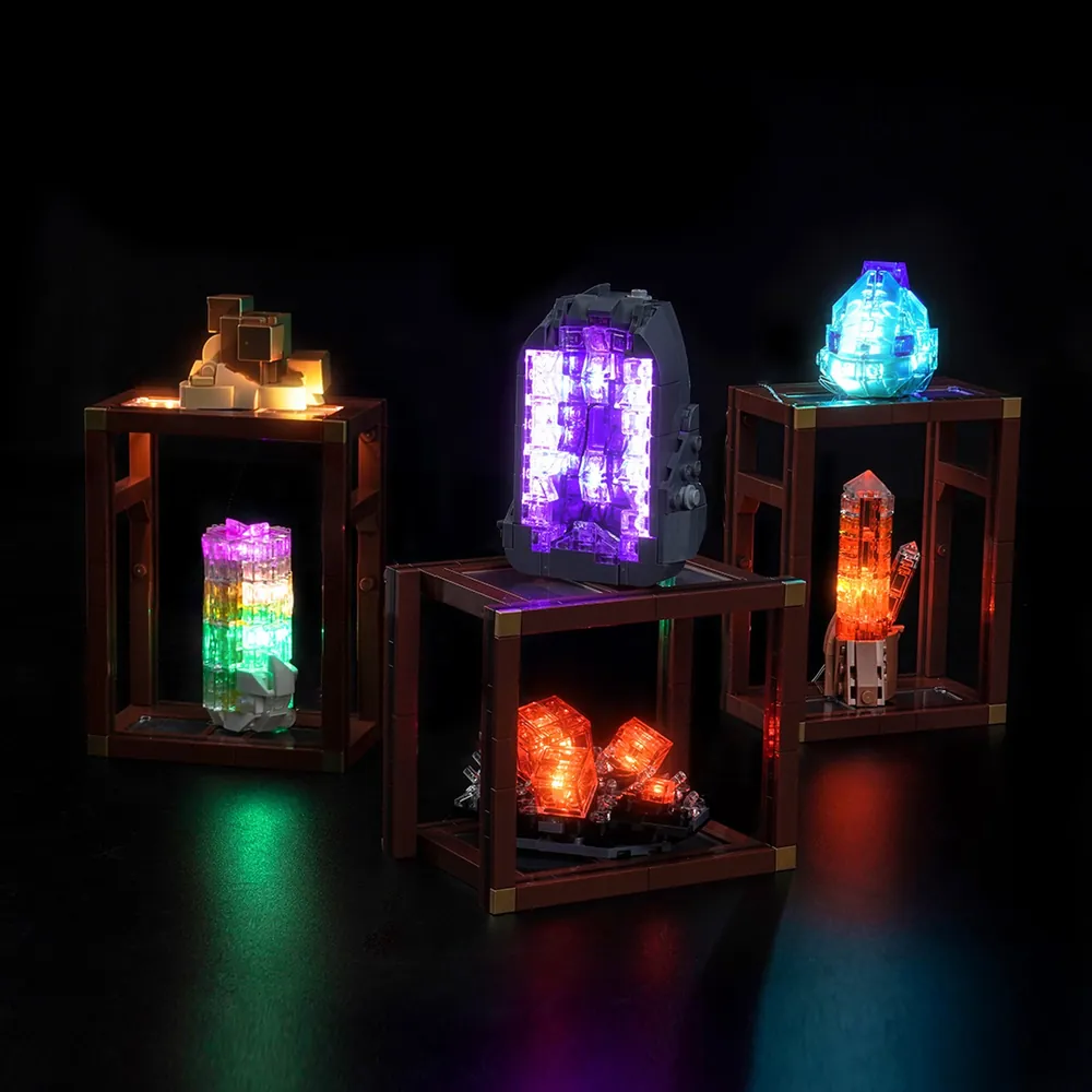 BrickBling LED kit illuminating LEGO Mineral Collection purple geode