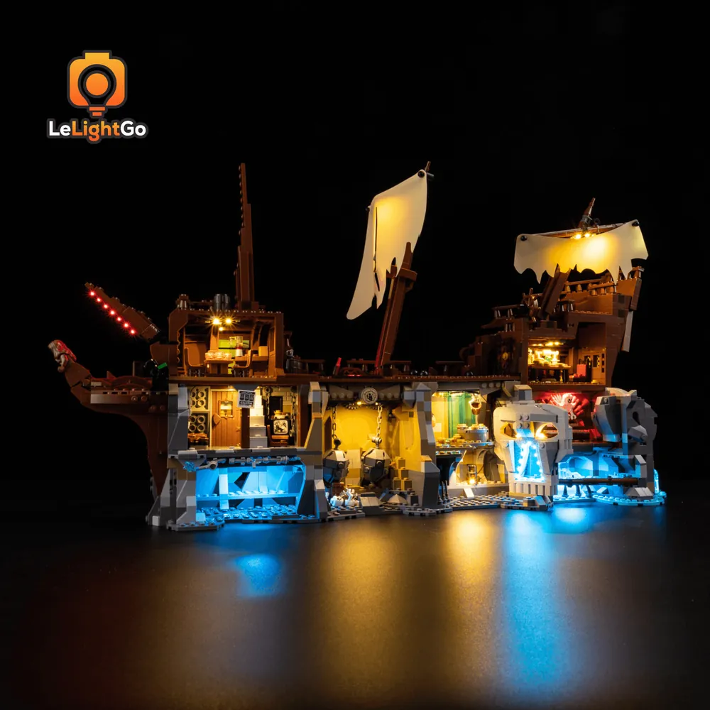 LeLightGo LED lights on LEGO Goonies 21363 with touch control