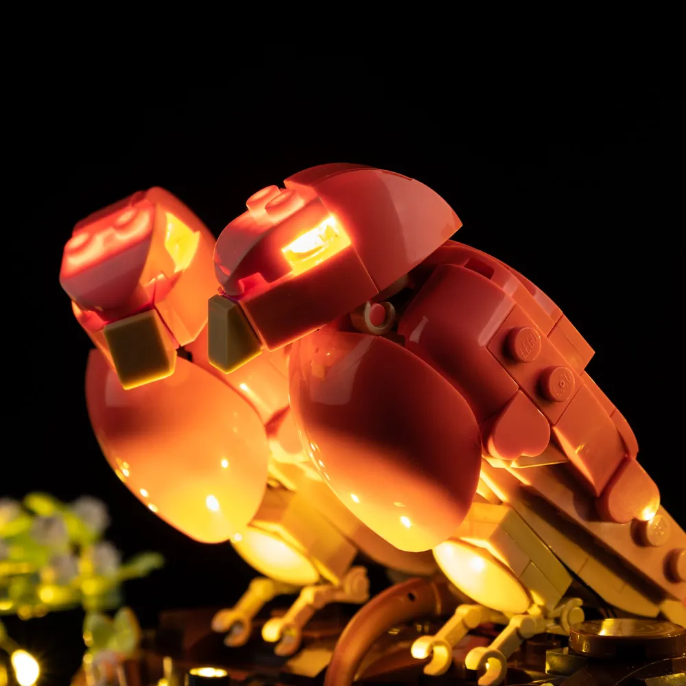Game of Bricks standard gauge wires connecting along the LEGO Love Birds tree base