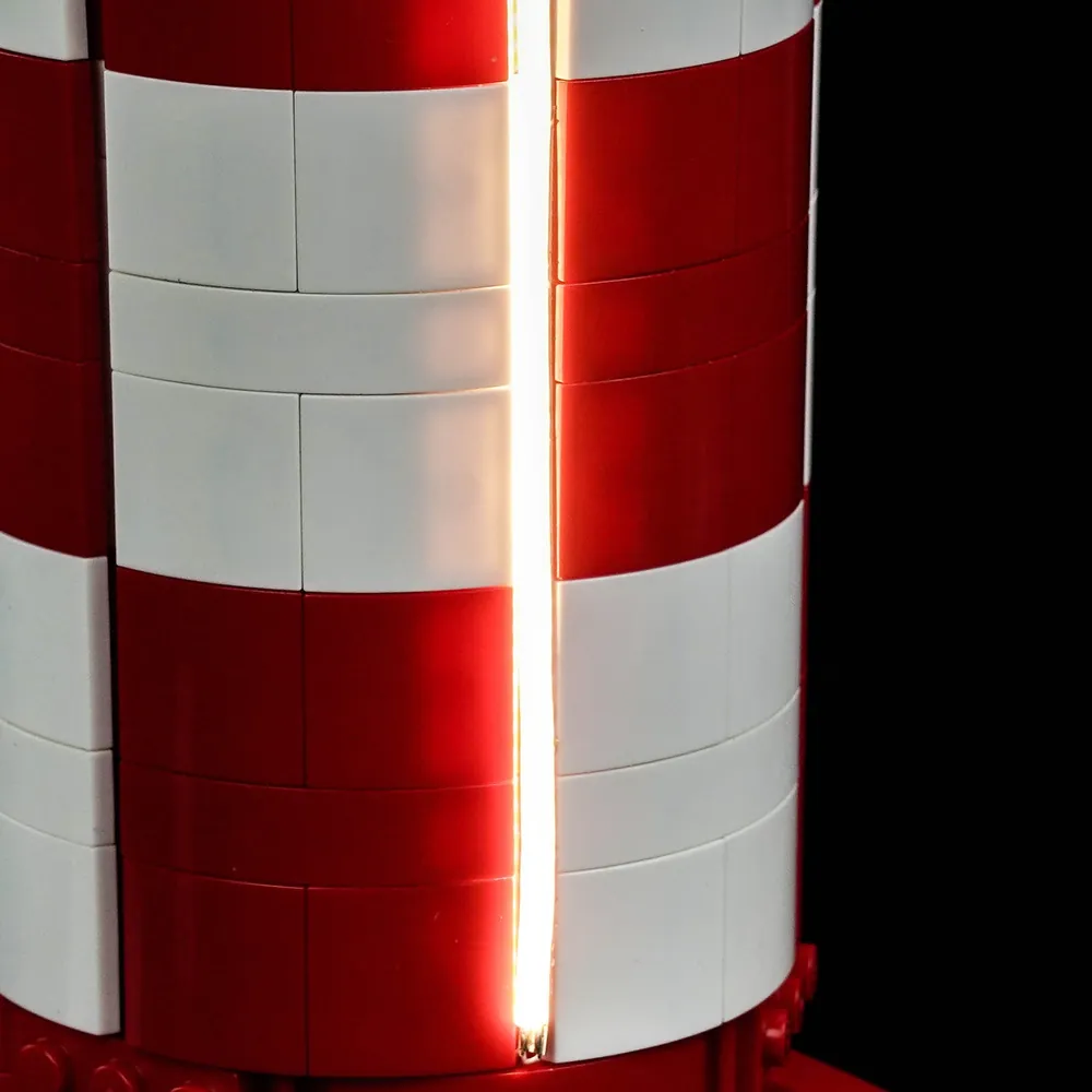 BrickBling classic LED kit illuminating LEGO Tintin Moon Rocket 21367