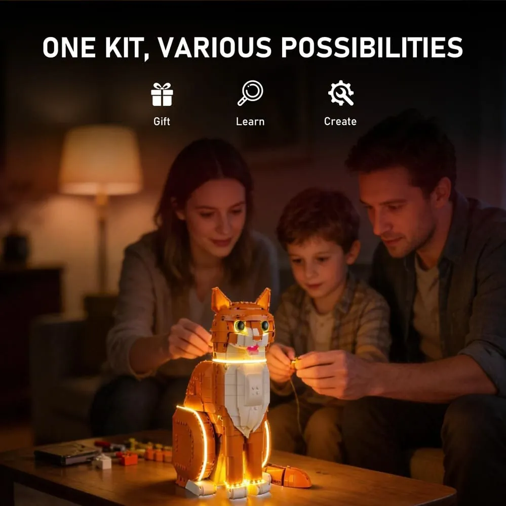 Lightailing lighting effect on the LEGO Orange Cat's fish and bowl