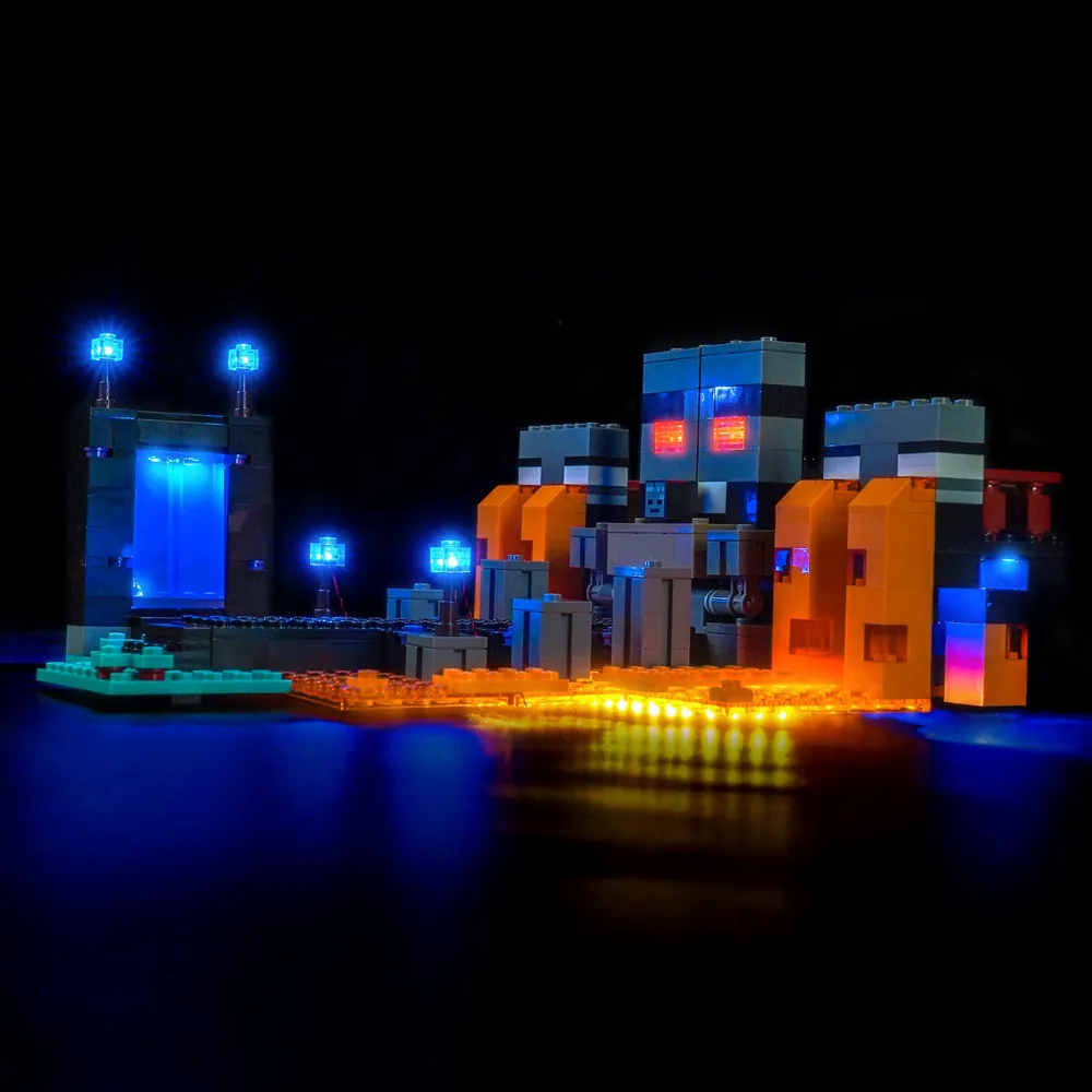 BrickBling LED kit for LEGO Minecraft Wither Battle 21590 lighting up the Wither's faces