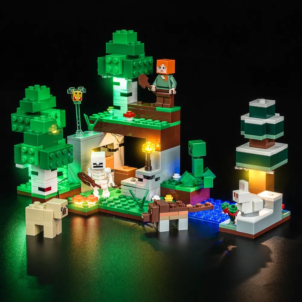 BrickBling LED kit for LEGO Minecraft First Night Adventure 21593 lighting the shelter and birch trees