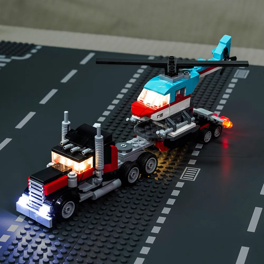LEGO Flatbed Truck with Helicopter 31146 with BrickBling LED lighting kit