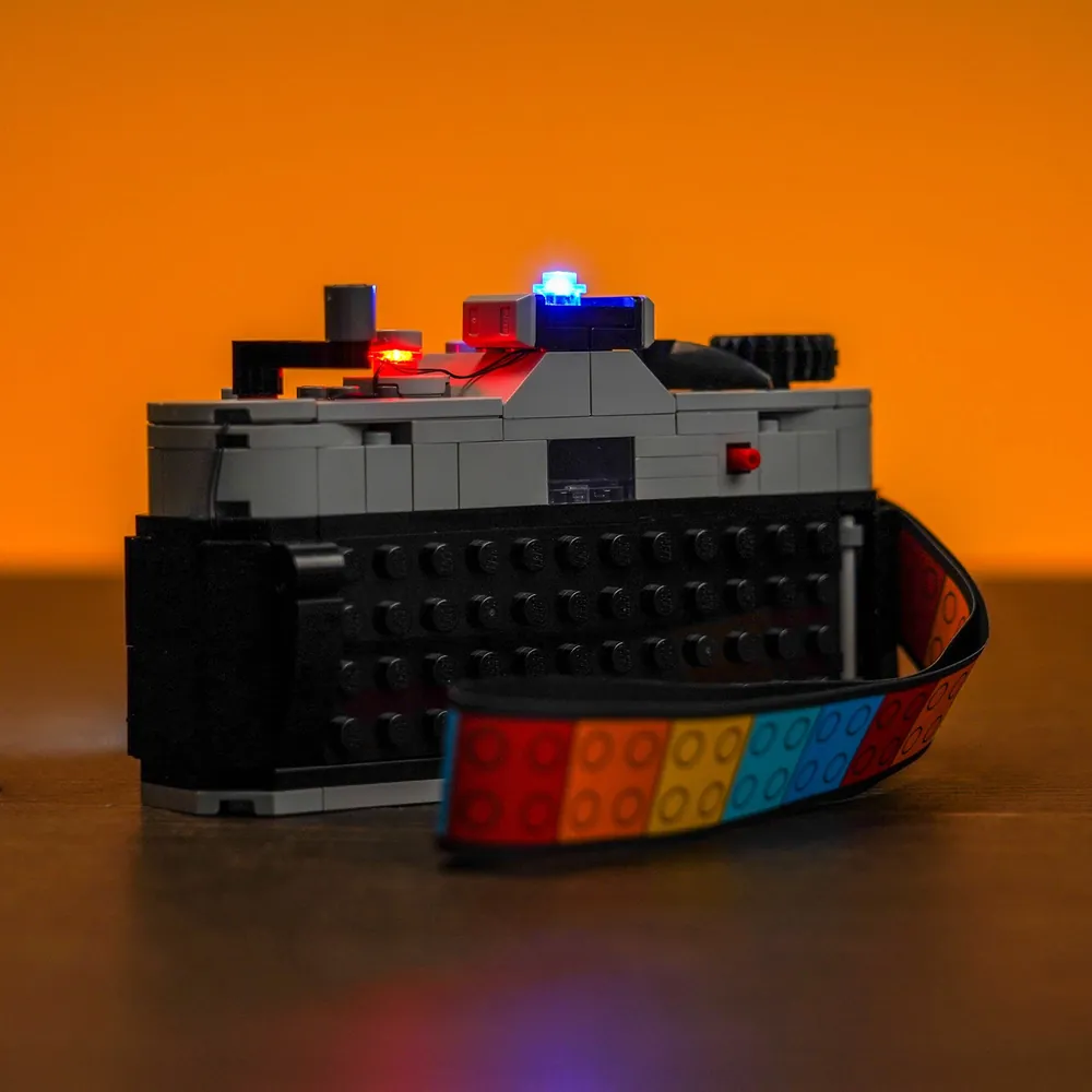 Retro Camera LEGO set illuminated with BrickBling lights