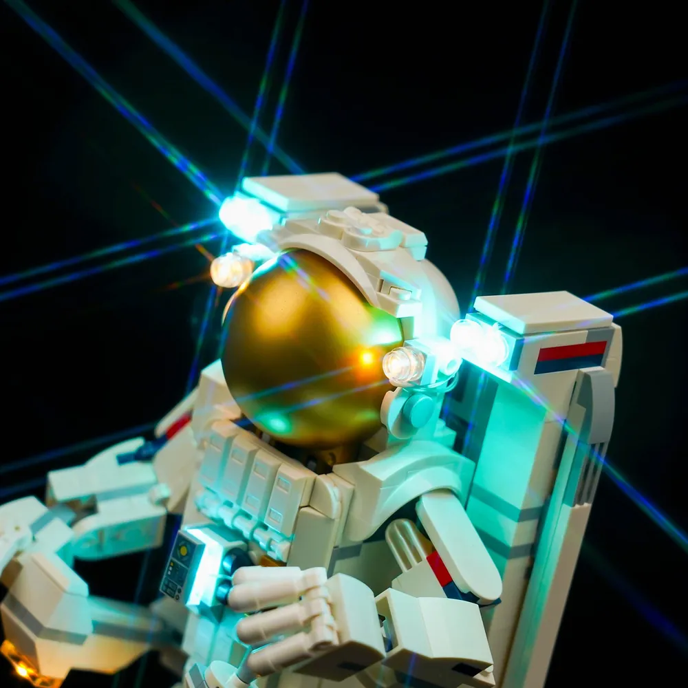 LEGO 31152 with BrickBling light kit in a dark room