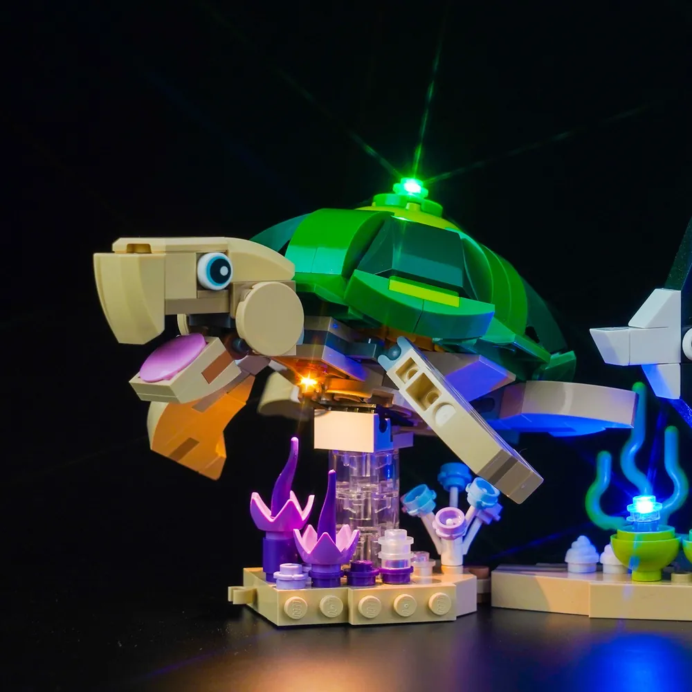 BrickBling light kit for LEGO Creator Sea Animals 31158 in tan and green