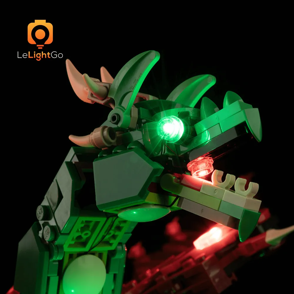 LeLightGo micro-LED wiring on LEGO dragon wing for 31161 set