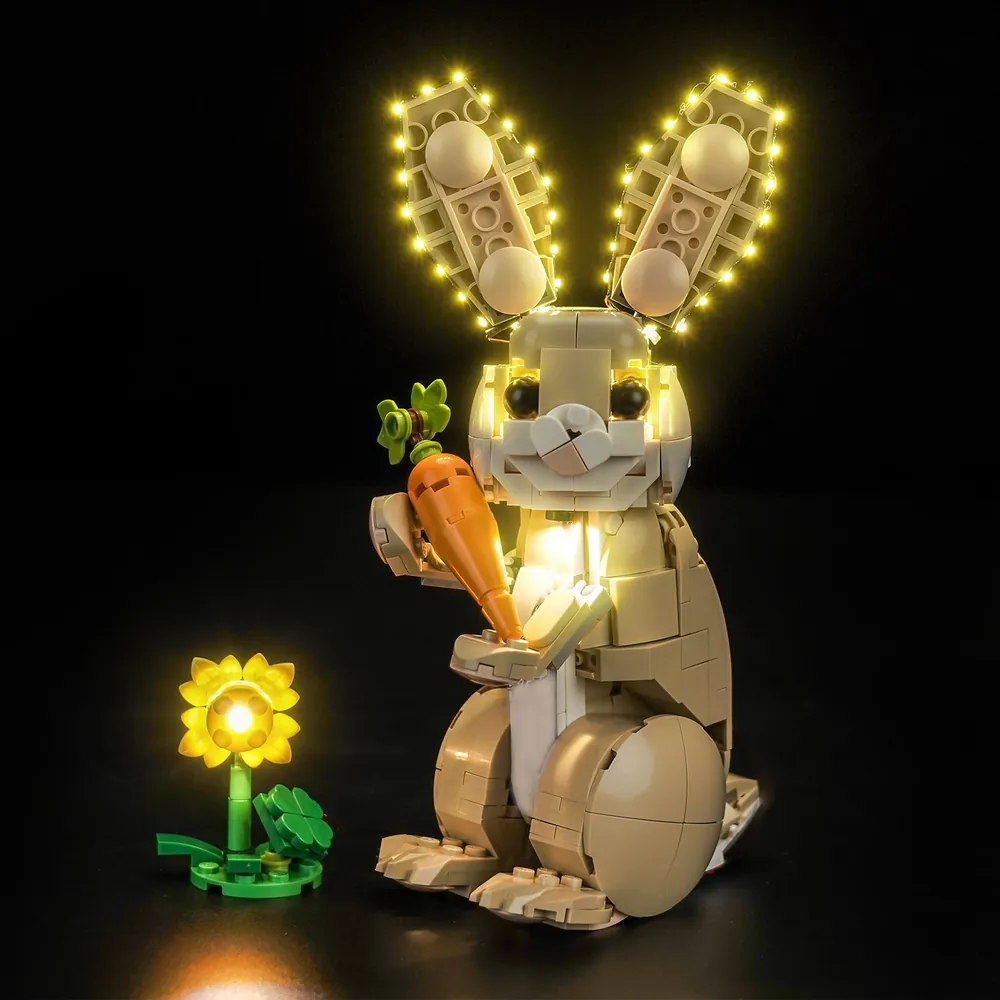 BrickBling LED kit illuminating the LEGO Creator Cute Bunny 31162