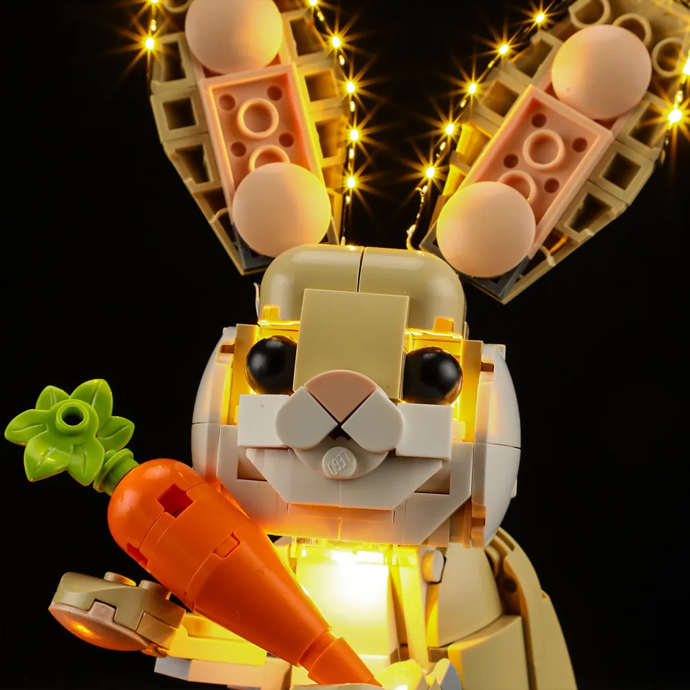 Lightailing LEDs illuminating the bunny's face and body