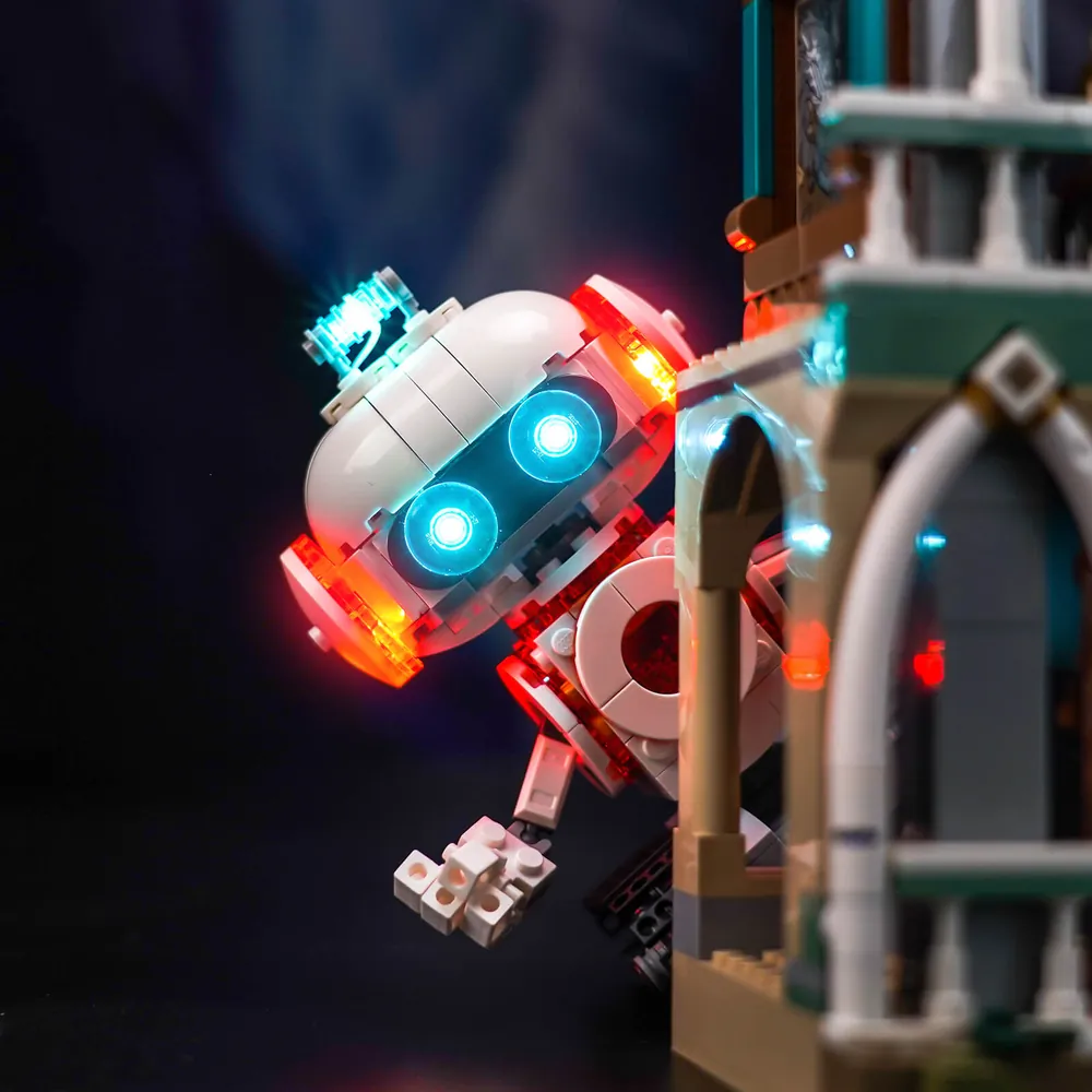 BrickBling micro-LED module close-up on 31164 chest console