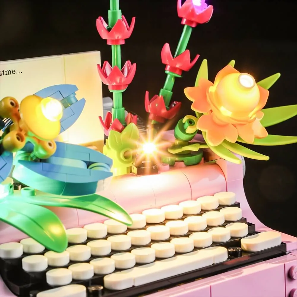 The Lightailing harness highlights the typewriter keys and flower stems on LEGO 31169