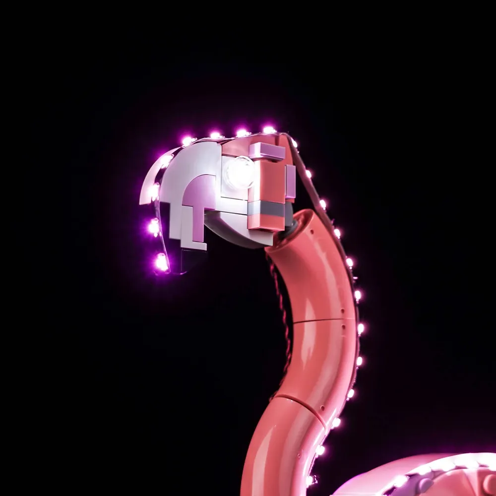 LEGO 31170 Pink Flamingo with BrickBling lights installed