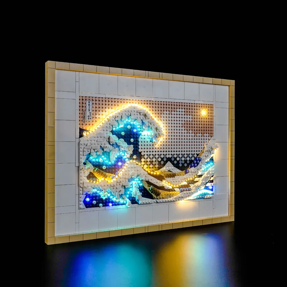Remote control variant of BrickBling lighting kit for LEGO Hokusai